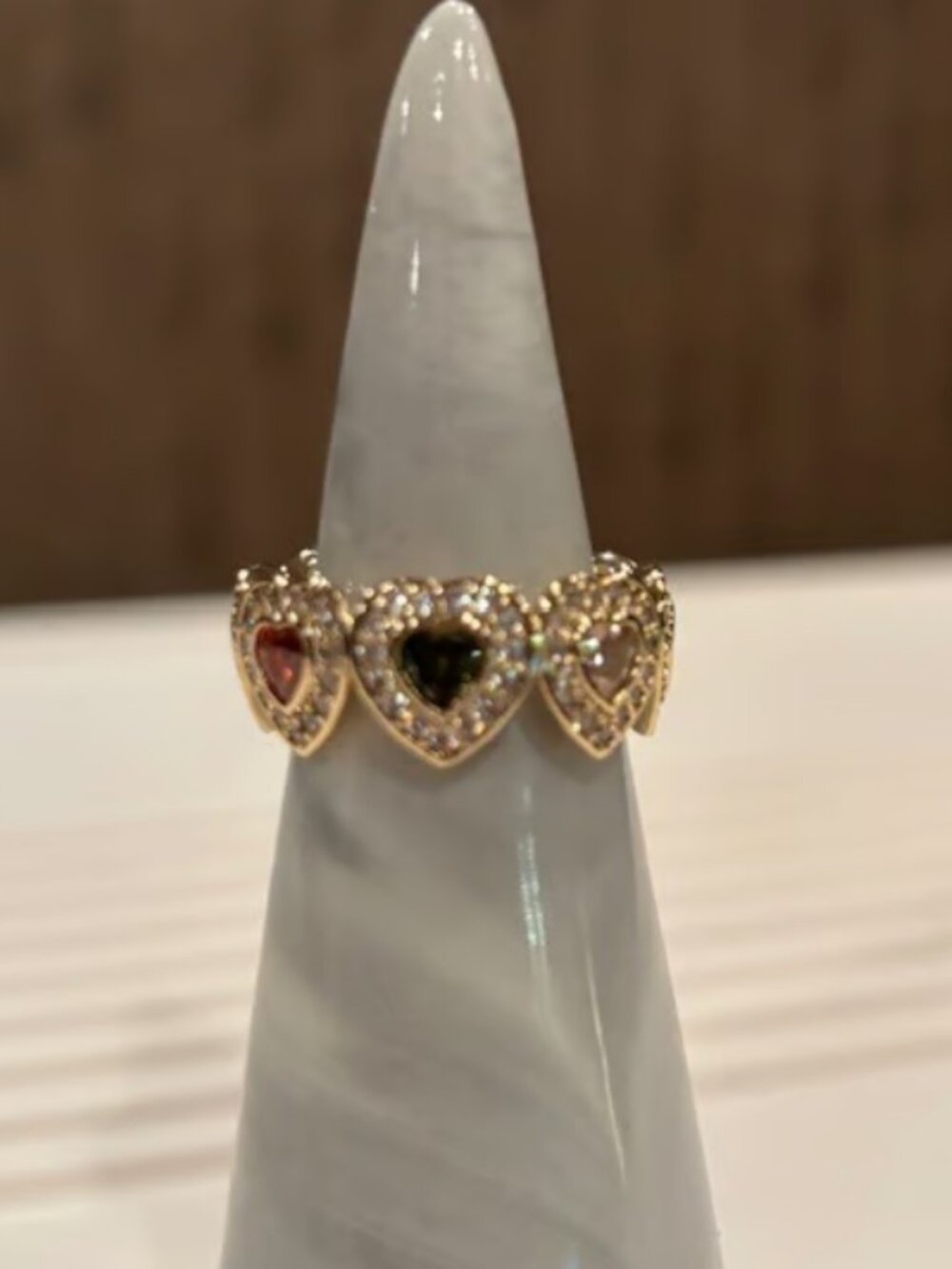 Gold Plated Multi Color Hearts Open Back Ring